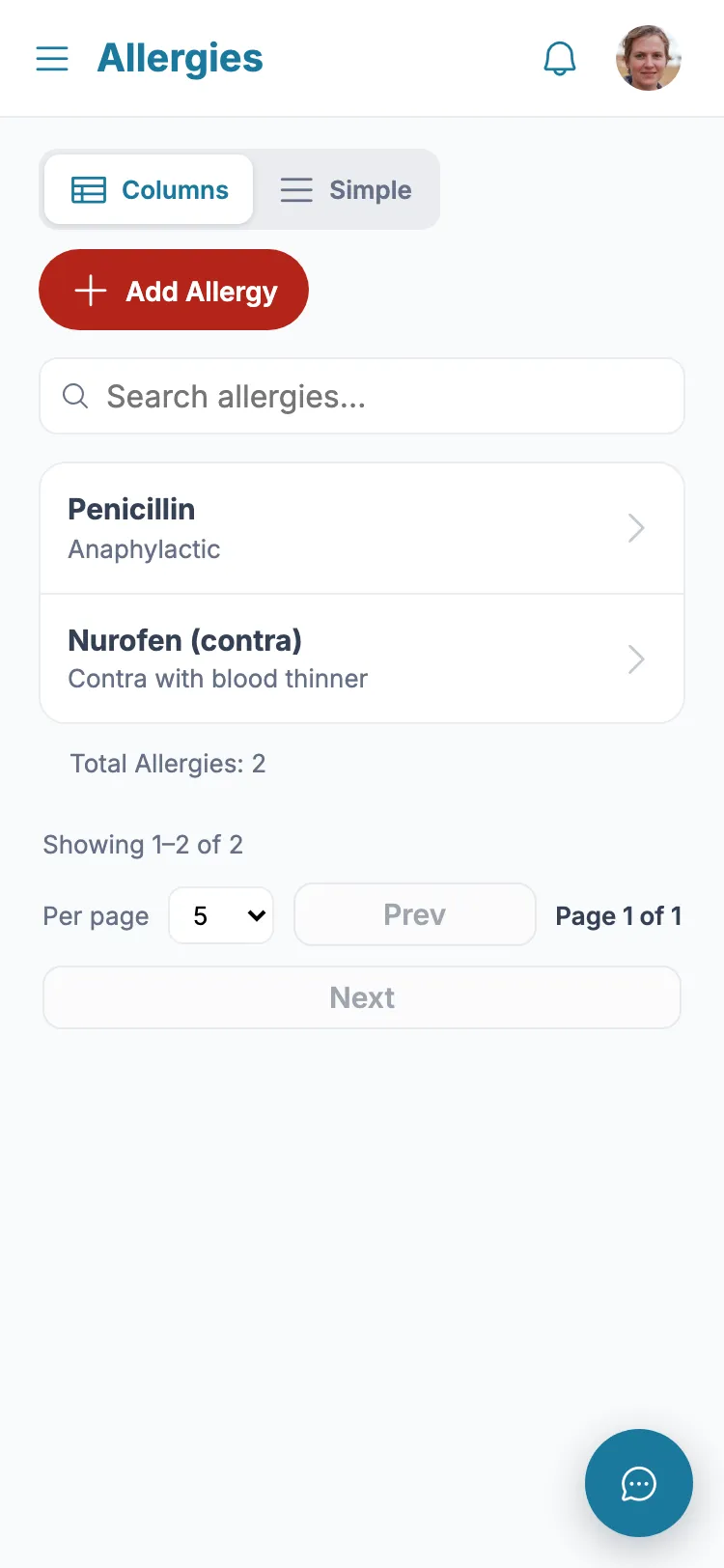 Add an allergy screenshot