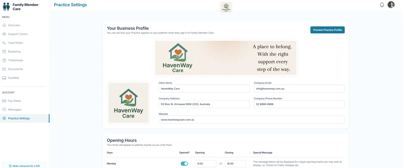 Your practice profile, in your brand.